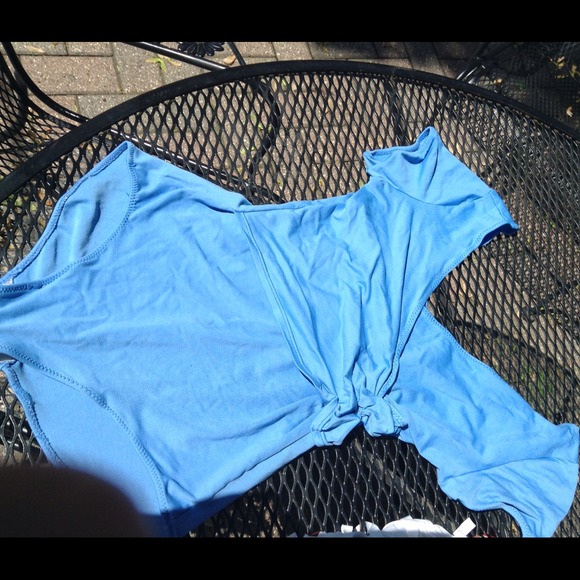 Baby blue bathing suit with sleeves