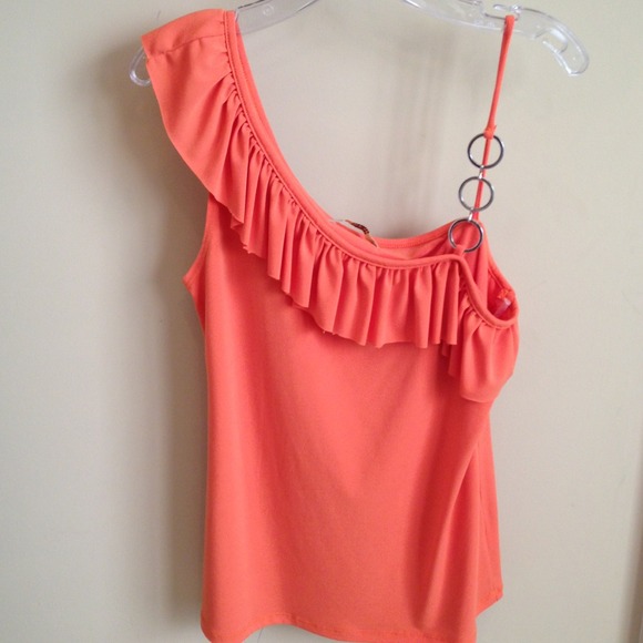 Gemstone Tops - Gemstone Medium Orange One Shoulder Top