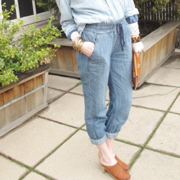 H&M harem drawstring denim pants