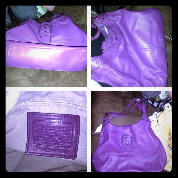 Coach purple leather hobo bag