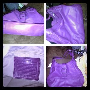 Coach purple leather hobo bag