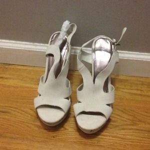 White snake skin wedges