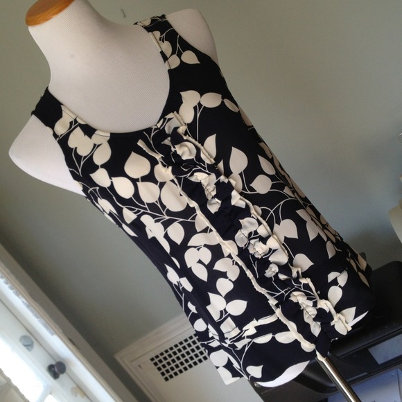 NWT Tory Burch silk top! Navy and white beauty!