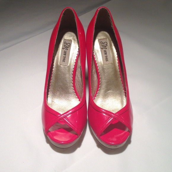 Red Peep Toe Pumps