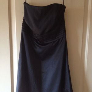 Black strapless bubble hem dress