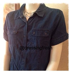 Blue denim short-sleeve shirt
