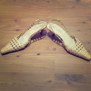 Prada basket weave low pumps