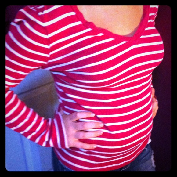 Long sleeve white and pink top.