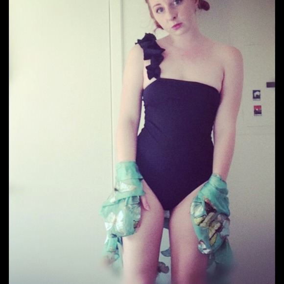 SOLD One shoulder black one piece swimsuit. NWOT