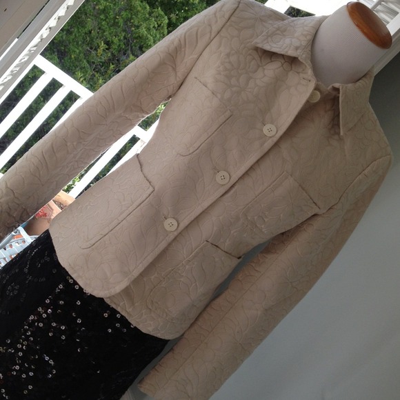 J Crew cream and gold jacket. Perf for day or ngt!