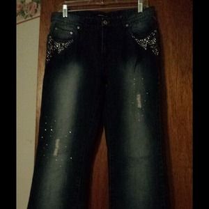Dark jeans with rhinestones