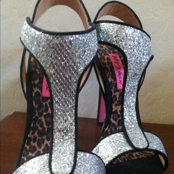 Betsey Johnson Black and Silver Heels