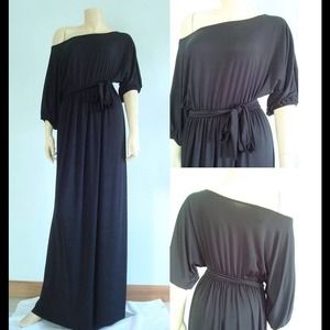 Black long one shoulder long maxi dress