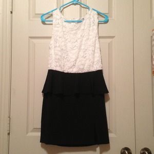 White lace (top part) and black peplum dress