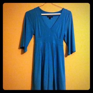 Long, flowy, 3/4 sleeve turquoise silk shirt