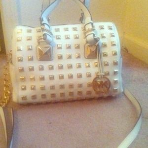 Michael kors white studded Grayson bag