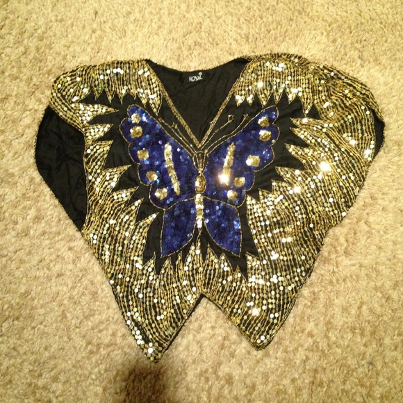 ❌SOLD❌VINTAGE butterfly sequins top