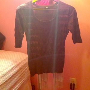 Sheer, striped, long sleeve, brown shirt