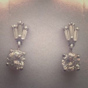 Cubic Zirconia earrings, sterling silver setting