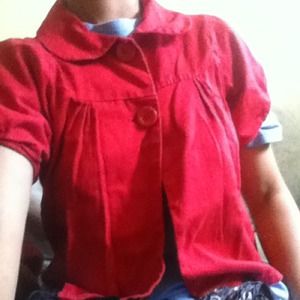 cherry red short sleeved jacket
