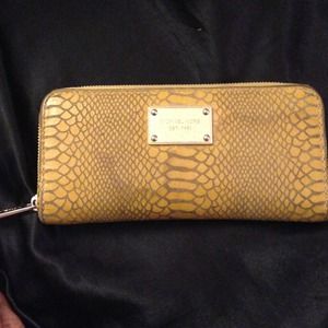 Used MK yellow snakeskin wallet