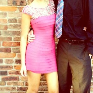 SHERRI HILL DRESS! Stunning crystal top!