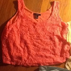 Crotchet neon orange crop top