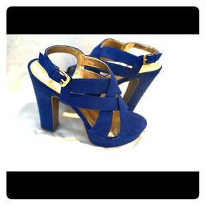 Royal blue suede heels