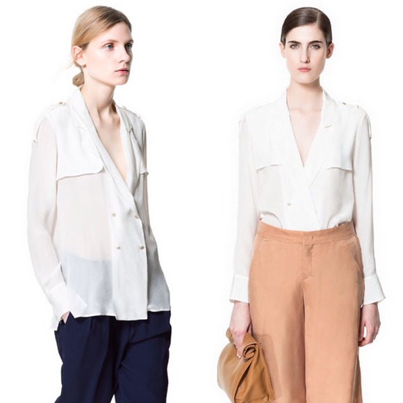 Tuxedo Cross Over Blouse