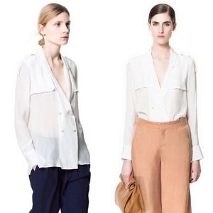 Tuxedo Cross Over Blouse