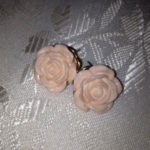 Peach rose earrings