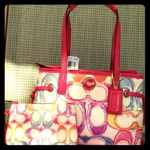 Matching Coach scribble mini tote and wristlet!