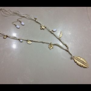 Susy's Accessories Jewelry - White & Gold Charm Necklace & Earrings Susy's Accessories Jewelry - White & Gold Charm Necklace & Earrings