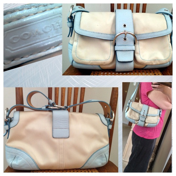 Coach Handbags - ❌❌BUNDLE HOLD❌❌Coach Ivory & Blue &Verdi bags