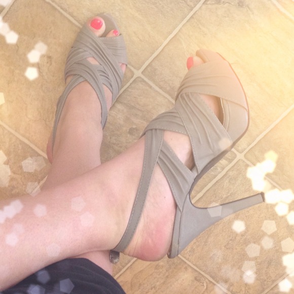 Shoes - Charcoal Grey Strappy Heels
