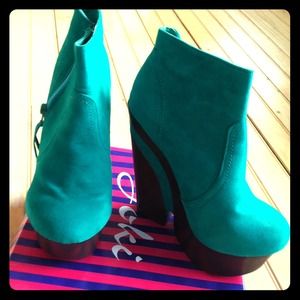 Sea foam green ankle booties