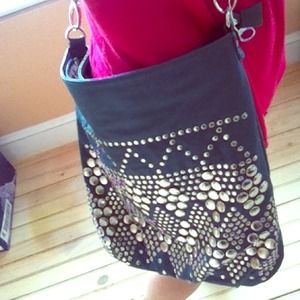 Studded cross body oversized bag