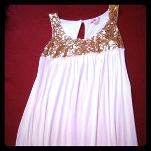 White golden sequin dress.