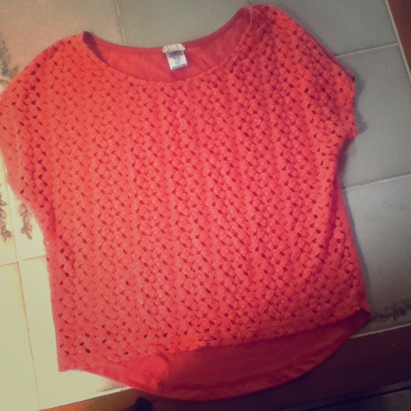 Pretty coral crochet crop top