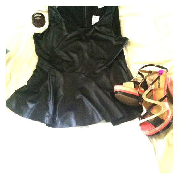 Bundled!! NWT Faux leather black peplum top