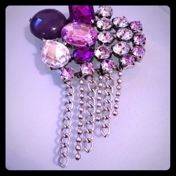 Beautiful purple crystals brooch