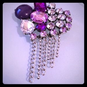 Beautiful purple crystals brooch