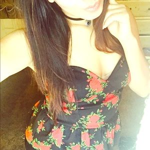 Strapless floral top