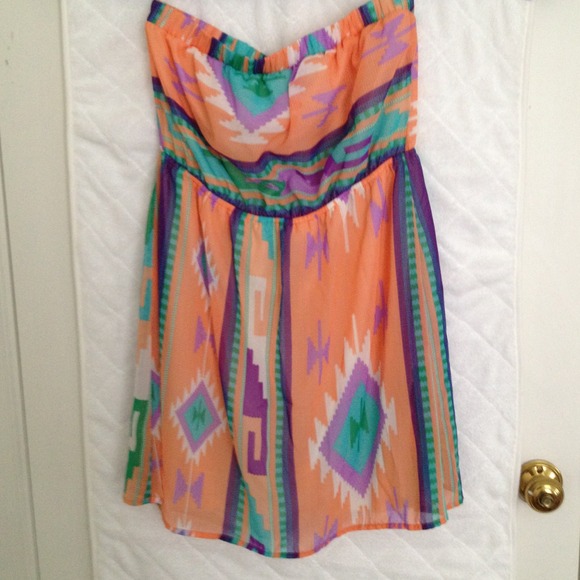 Strapless Aztec Print Dress