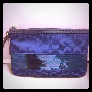navy coach wristlet