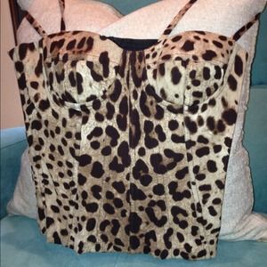 Brown Stretch Silk Charmeuse Bustier Top