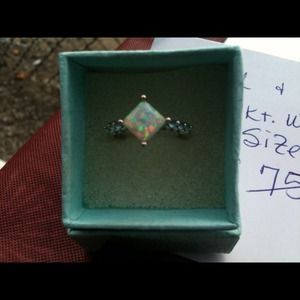 Beautiful Opal and Aquamarine white gold ring