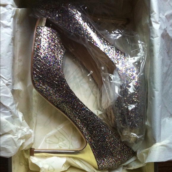 Enzo Angiolini Maiven Glitter Peep Toe Pumps - Picture 1 of 2