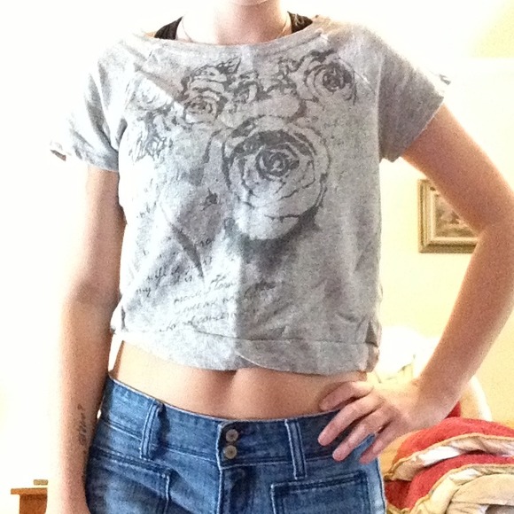 Rose sweatshirt crop top.