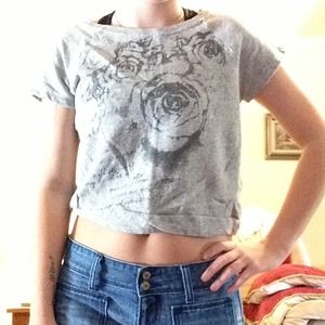 Rose sweatshirt crop top.